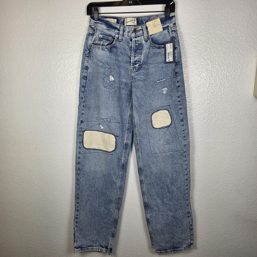Universal Thread Women's Mid-Rise Patchwork 90's Baggy Jeans Med Wash Size 00R